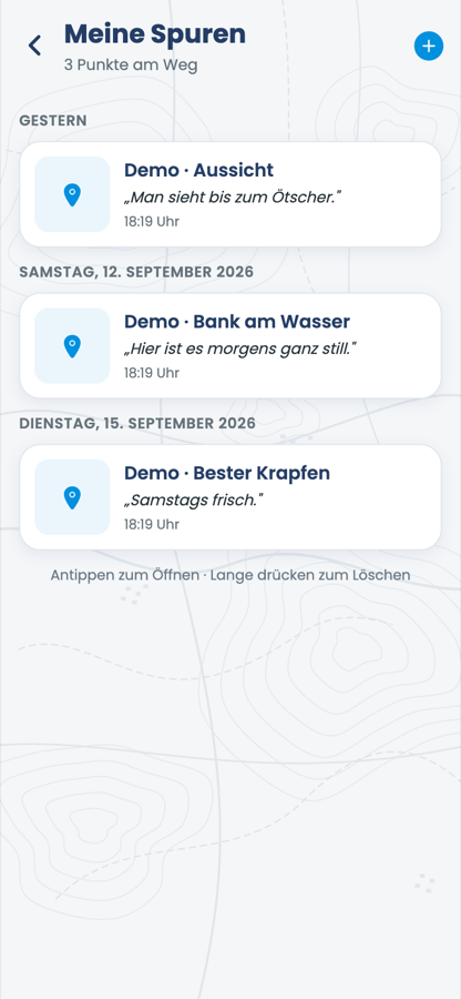 Spuren mit Foto und Gedanken